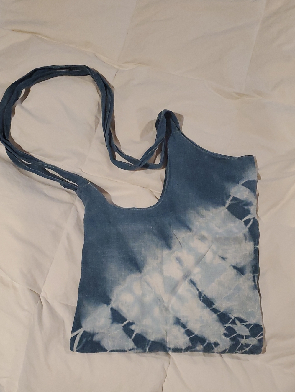 100% Linen Tote Bag Tie Dye Natural Indigo